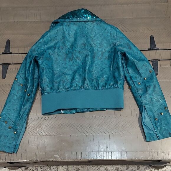 Disney Descendants Uma Faux Leather Moto Jacket Sz 11/12 - Picture 4 of 15
